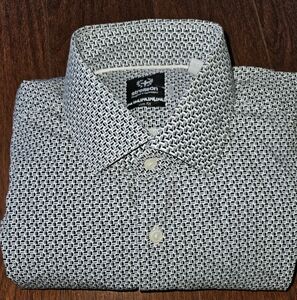 Strellson Black Gray and White Patterned Slim Shirt